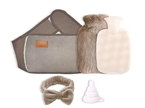 Anlising 1L Wärmflasche mit Taille Bezug, 3 in 1 Set - Wärmflaschen zur Behandlung von Schmerzen & Fieber, ideal für Nacken-, Schulter- und Bauchbeschwerden, inklusive weichem Fleecebezug für zusätzlichen Komfort und Sicherheit.