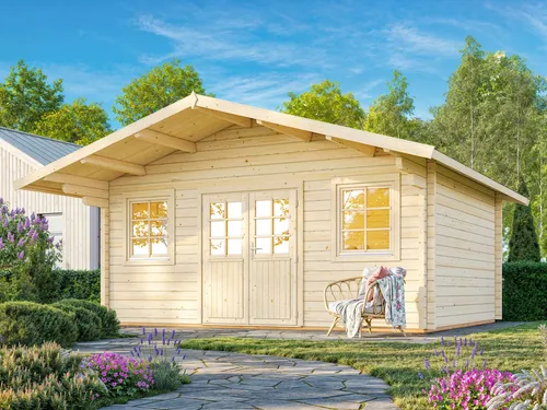 Gartenhaus Holz HELENA 530x410cm mit 70mm Wänden - Geräumiges Gartenhaus aus hochwertigem Holz mit Doppelnut+Feder, ideal für Gartenlagerung und Freizeitgestaltung.