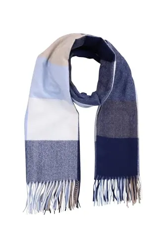 malito - Damen Modeschal - weicher XXL Viskosemix Schal - Winterschal Karo-Design modern & lang - Pashmina Stola Kaschmir S602 - (Blau kariert)