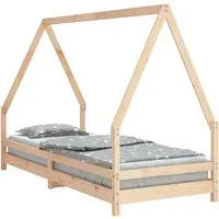 vidaXL Kinderbett 90x200 cm aus massivem Kiefernholz - Betten für Kinder, robust und sicher mit durchdachtem Hausdesign für eine gemütliche Schlafumgebung. Ideal für Kinder ab 4 Jahren.