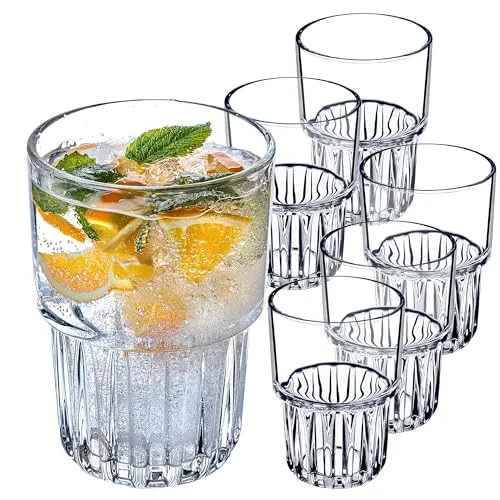 KADAX Longdrinkgläser, Cocktailgläser, Getränkegläser, Trinkgläser, moderne Wassergläser, geriffelte Gläser für Drinks, Universalgläser (Set 6x320 ml)