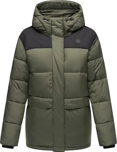 Ragwear Damen Winterjacke Wikesh YOUMODO Dark Olive Gr. S - Moderne Steppjacke mit Kapuze für stilvolle Looks an kalten Tagen. Wasser- und windabweisend, mit bequemem Innenfutter. Ideal für Stadt und Natur, bietet optimalen Komfort und Schutz.