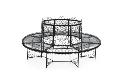 DanDiBo Rundbank XXL - 200 cm Baumbank aus Schmiedeeisen - Stabile Schmiedeeisen-Baumbank mit 200 cm Durchmesser, ideal für Garten und Parks. Perfekt für geselliges Sitzen unter Bäumen.