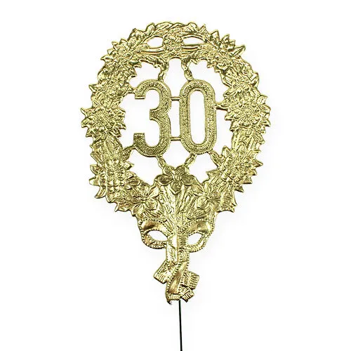 Jubiläumszahl 30 Gold Deko Ø8cm 10 Stück für Tischdekoration & Blumenstrauß
