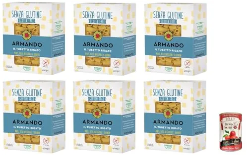 6x Armando, Il Tubetto Rigato, glutenfreie Mehrkornnudeln mit Mais, braunem Reis und Quinoa 400gr+ Italian Gourmet pelati 400gr