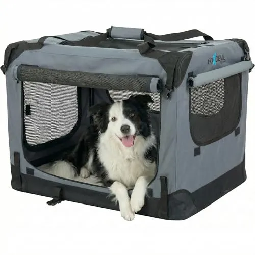 Foxdevil by xonic® Faltbare Hundebox für sicheren Transport - Grau, S - Die faltbare Hundebox bietet maximalen Schutz und Komfort für Ihren Hund. Ideal für Reisen und den Alltag, schnell auf- und abbaubar, mit stabilem Stahlrahmen und wasserdichter Abdeckung.