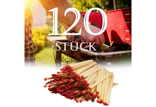 Oramics Feuerschale 27cm lange Zündhölzer Streichhölzer Grillstreichhölzer Streichholzpack, (für Indoor und Outdoor geeignet, gute Brenneigenschaften, 120-St., Reduzieren Finger-Verbrennungen beim Feueranzünden), extra lange Zündhölzer mit langer Brenndauer