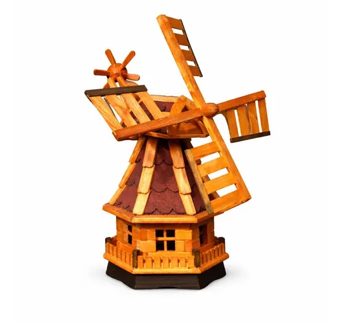 Holzdekoladen Deko-Windrad 70 cm – Elegante Garten-Windmühle aus Holz