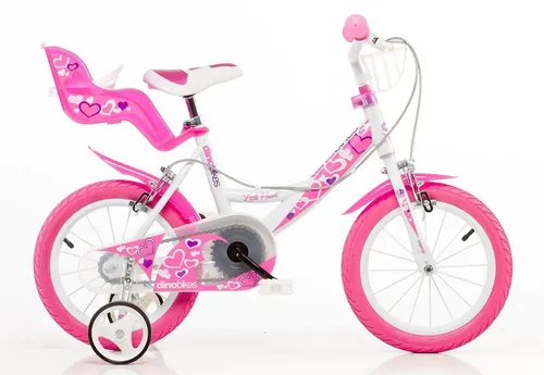Dino Kinderfahrrad Mädchenfahrrad 14 Zoll mit Stützrädern in pink von Dino
