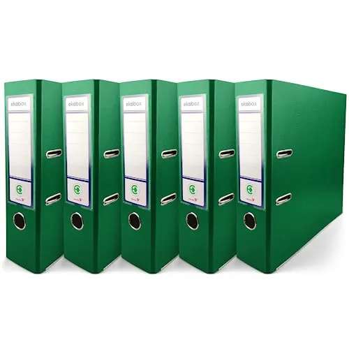 Netuno 5x Akten-Ordner grün DIN A4 2-Ring-Mechanik Ringorder a4 8cm Kunststoff Ordner a4 breit Büroordner Plastikordner Briefordner din a4 Ringmappe breiter Aktenordner 5er pack