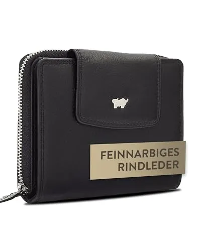 Braun Büffel Geldbörse GOLF 2.0 schwarz - Hochwertiges Leder-Portemonnaie in elegantem Schwarz, mit praktischem Reißverschluss und kompakten Maßen – ideal für stilbewusste Männer.
