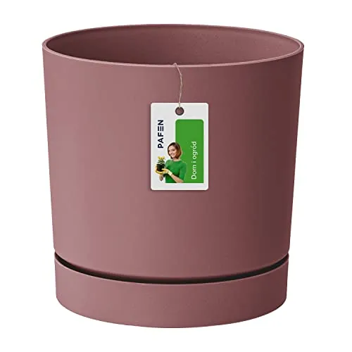 Prosperplast Blumentop Pflanzkübel - 17,5 x Ø 18 cm - Blumenkübel mit Untersetzer Rund Tubo P 3,2l, Marsala, DPOP180