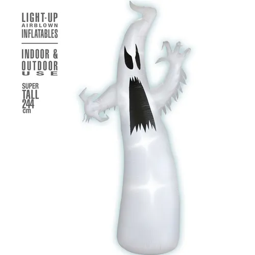 Aufblasbarer leuchtender Geist mit Ventilator 244 cm - Halloween Party Deko, sorgt für schaurige Stimmung und ist einfach aufzubauen dank integriertem Ventilator.