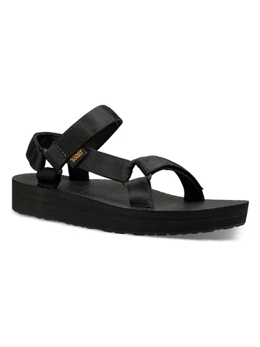 TEVA Midform Universal Sandale Damen schwarz 38 - Wanderschuhe mit 3,2 cm Plateausohle, ideal für Stadt und Festivals. Schnell trocknende, verstellbare Riemen aus recyceltem Material bieten optimalen Komfort und Halt. Vegan und umweltfreundlich!