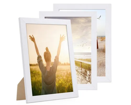 PHOTOLINI Bilderrahmen 3er Set breite Rahmen, extra Zubehör, (3er Set), im modernen Stil für Ihre stilvolle Wanddekoration