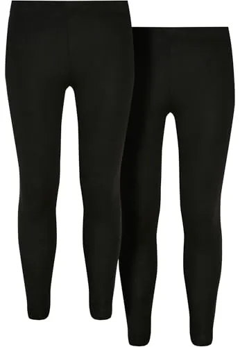 Urban Classics Damen Girls Jersey Leggings 2-Pack Black/Black, 122/128