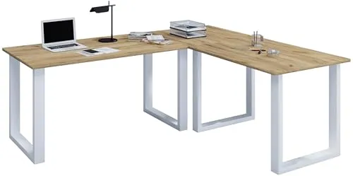 VCM Holz Schreibtisch/Eckschreibtisch schlicht / 190x160 / L Form Links oder rechts/Arbeitstisch Platte 80 cm tief/Computertisch Büromöbel - Lona U