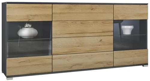 Vladon Sideboard Bari V2 – Elegante Kommode mit 2 Türen und 4 Schubladen