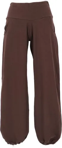 GURU SHOP Goa Psytrance Hose - Dunkelbraun, Damen, Baumwolle, Size:S - Yoga-Hose für Damen, ideal für Yoga und Dancefloor, mit breitem Bund und zwei praktischen Taschen aus elastischem Material für perfekten Tragekomfort.