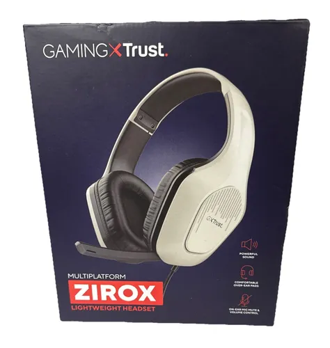 Trust Gaming GXT 415W Zirox - Leichtes Gaming Headset mit 50-mm-Treibern - Spielkonsolen-Headset mit nur 244 Gramm für maximalen Komfort, leistungsstarken 50-mm-Treibern für immersiven Klang und verstellbarem Kopfbügel für die perfekte Passform.