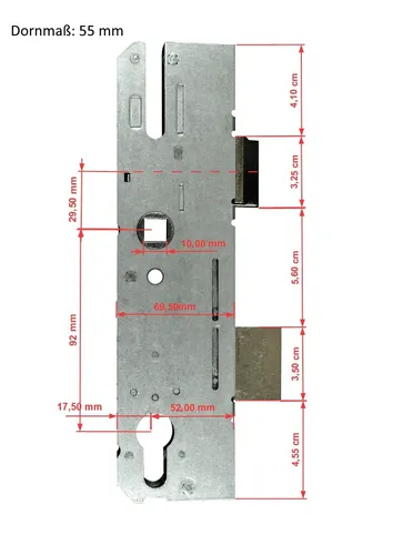 KFV Schlosskasten Reparatur Hauptschloss AS 8250, mit Riegel, Dornmaß wählbar