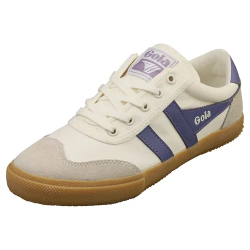 Gola Damen Badminton Fashion Sneaker Off-White Lila - 37 EU - Stylische Damen Sneaker in Off White und Lila, perfekt für Beruf und Freizeit. Bequemes Textil- und Wildleder-Obermaterial mit Gummisohle für optimalen Halt.