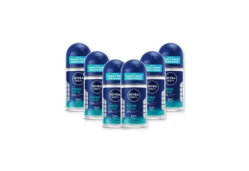 NIVEA Men Deodorant Fresh Ocean Roll-On 6 x 50ml - Der NIVEA MEN Fresh OCEAN Deo Roll-On bietet langanhaltenden Schutz mit erfrischendem Meeresduft. Ideal für den täglichen Einsatz, sorgt er für ein angenehmes Hautgefühl ohne Aluminium und ist dermatologisch getestet.
