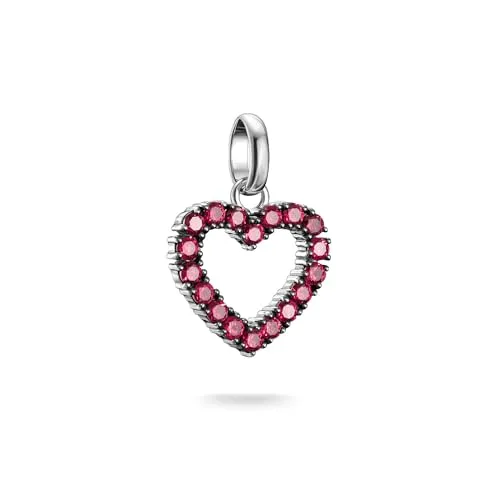 Thomas Sabo Charm Club Connect Charm-Anhänger Herz - Charm aus recyceltem 925 Silber mit roten Steinen, vielseitig kombinierbar für Ketten und Armbänder – das perfekte Geschenk für besondere Anlässe.