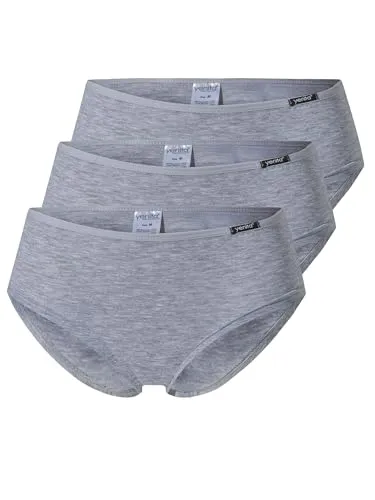 Yenita 3er Set Damen Basic Unterwäsche-Collection, Hipster, Grau, Gr.M