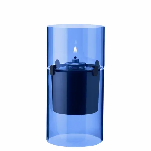 Stelton Lucie Windlicht - azure - stilvolles Design für Ihr Zuhause - Laternen & Windlichter, Höhe: 17,5 cm, elegantes Windlicht in Blau für stimmungsvolle Beleuchtung ohne pflanzliche Kerze.