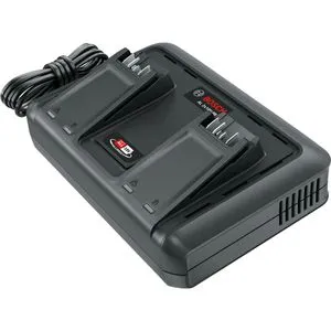 Bosch Home and Garden Schnellladegerät 1600A03607 - Werkzeug-Akku-Ladetechnik für schnelles Laden von 2x18V Akkus, ideal für effizientes Arbeiten im Garten und Heim.