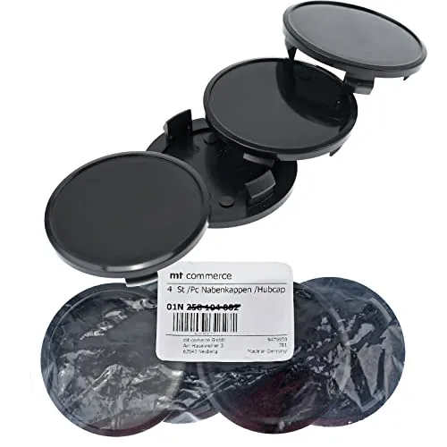 RKC 4X 65 mm Nabenkappen Felgen Deckel Radnaben Kappen Schwarz Flach für VW