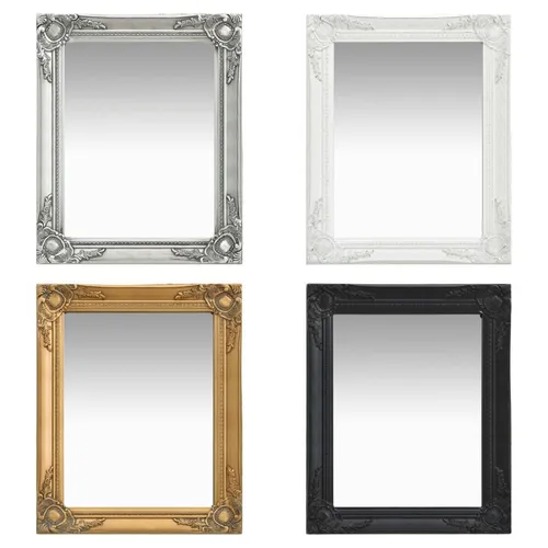 vidaXL Barock-Wandspiegel Antik Weiß 50x60cm - Dekorativer Wandspiegel im Barock-Stil mit verziertem Holzrahmen, ideal für Ankleidezimmer und Flure. Sofort montierbar dank integrierter Haken.