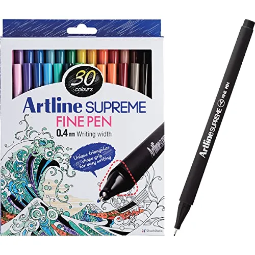 Artline Supreme Fineliner Stifte, 30er Pack, 0.4mm Filzstifte, Technische Zeichenstifte für Künstler, Designer & Illustratoren, Kunststifte mit wasserbasierter Tinte - Artline Fineliner Stifte