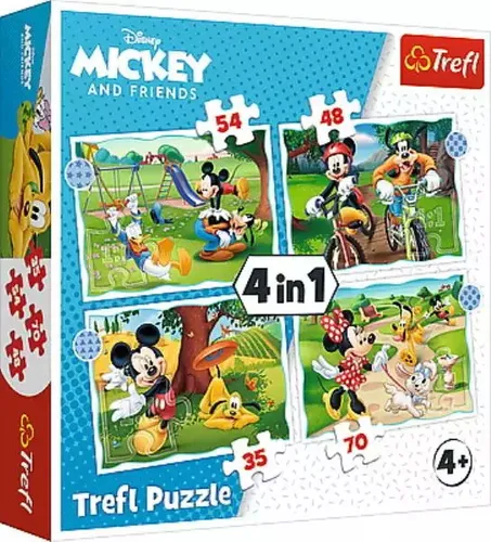 Trefl 34604 Disney Puzzle - 4-in-1 Puzzle Set mit Mickey und Freunden, umweltfreundlich und ideal für Kinder ab 4 Jahren