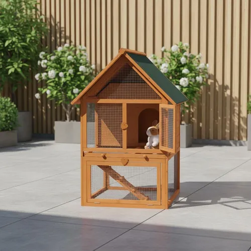 Feel2Home Kleintierkäfig Hasenstall XL mit 2 Etagen - Käfige für Hasen und Kleintiere, wetterfest und mit optimaler Belüftung für ein sicheres Zuhause. Einfache Reinigung dank herausnehmbarer Schublade.