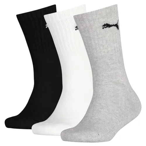 PUMA Unisex Kinder Crew Socken, Grey/white/black, 38 EU