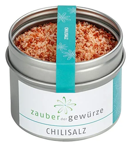 Zauber der Gewürze Chilisalz in Premium-Qualität - Chili Salz für Pasta, Chili con Carne, Salsa-Saucen, Suppen & viele weitere Gerichte, in wiederverschließbarer Aroma-Dose, 105 g