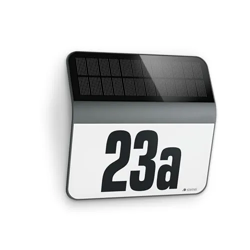 Steinel Wandleuchte XSolar LH-N - Warmweiß LED Hausnummernleuchte, solarbetrieben mit Dämmerungssensor und IP44 Spritzwasserschutz