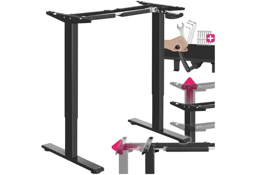 tectake® höhenverstellbarer Schreibtisch in Schwarz in schwarz von tectake