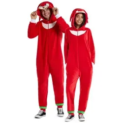 OppoSuits Knuckles Erwachsene Einteiler Pyjama in rot von OppoSuits