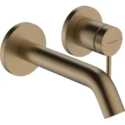 Hansgrohe Tecturis S Afbouwdeel Wastafelmengkraan Brushed Bronze - Eleganter Einhebel-Waschtischmischer für Wandmontage, mit einstellbarer Temperaturbegrenzung und unverschließbarer Ablaufgarnitur, ideal für moderne Badezimmer.