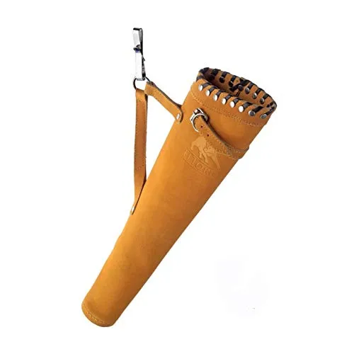 elToro Seitenköcher Deluxe – genietet – eleganter Wildleder-Köcher für Bogenschützen – robuste Nietenoptik, 50 cm Länge, 14 cm Durchmesser – ideal für Recurve- & Langbogen