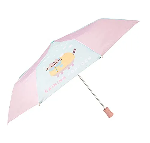 Grupo Erik Regenschirm Automatik Pusheen - Taschenschirm für Kinder und Erwachsene, farbenfrohes Design in Rosa und Türkis, leicht und kompakt für jede Tasche