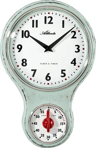 Atlanta Wanduhr Modell 6124/6 - Elegante analoge Wanduhr in Weiß, Quarz-Antrieb, ideal für stilvolle Wohnräume. Maße: 30 cm hoch, benötigt 1 x AA Batterie (nicht enthalten).