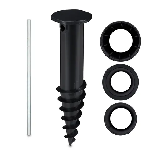 Bodenhülse Erdspieß Einschraubständer Rasendorn für Sonnenschirm 18 cm schwarz