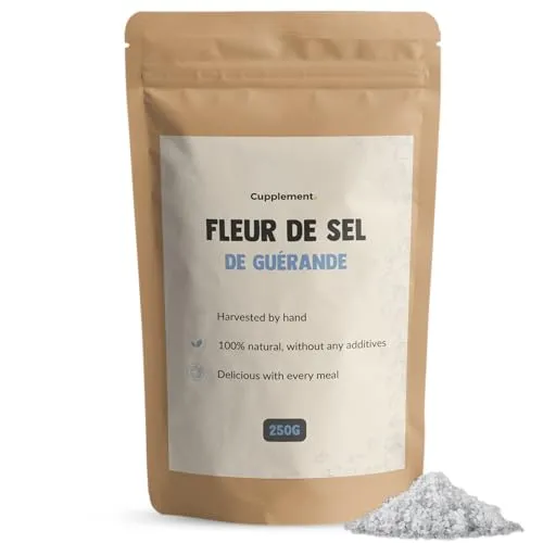 Cupplement - Fleur de Sel de Guérande - Keltisches Meersalz 250 GR - Feines Salz - Celtic Sea Salt - Nicht Für die Salzmühle - Nicht Himalaya, Himalayasalz, Bio oder Feinmineralien - Herbamare