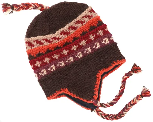 Guru-Shop Strickmütze Wollmütze mit Ohrenklappen, Norwegermütze,..