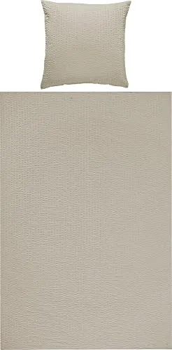 REDBEST Bettwäsche Seersucker Uni Detroit Taupe 80x80 cm / 155x220 cm - Hochwertige REDBEST Seersucker Bettwäsche in Taupe. Sie überzeugt durch ihre pflegeleichten Eigenschaften, ist bügelfrei und sorgt für eine optimale Luftzirkulation – ideal für warme Nächte.