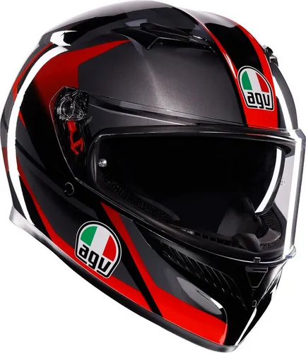 AGV K3 Striga Helm, schwarz-grau-rot, 2XL für Männer - Motorradhelm mit aerodynamischem Design für maximale Leistung und 0 dynamisches Gewicht bei 130 km/h, ideal für sportliche Fahrer.